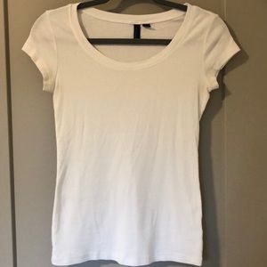 White scoop neck t-shirt